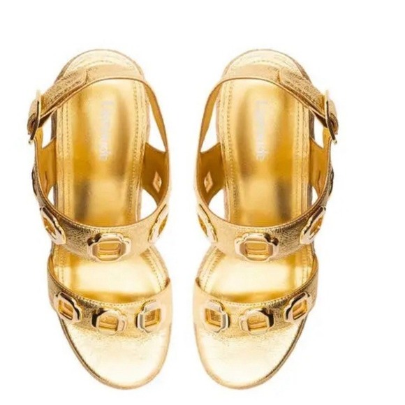 Larroude Milan Espadrille Wedge Platform Gold Metallic Size 10 NIB! - Picture 3 of 8